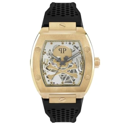 Afbeelding van Philipp Plein The $Keleton PWBAA0321 Horloge Siliconen Zwart Ø 44 mm