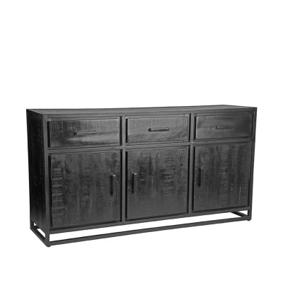 Afbeelding van Chili dressoir mangohout zwart 170x45x90 cm