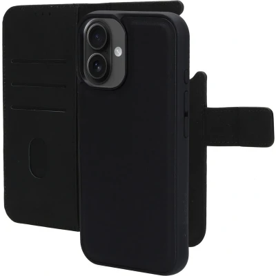 Afbeelding van Mobiparts hoesje geschikt voor Apple iPhone 16 Wallet 2 in 1 Boekhoesje MagSafe Echt Leder Uitneembare Case Sterke Magneet Sluiting Contactloos betalen Zwart