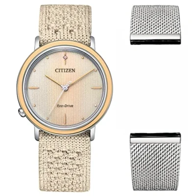 Afbeelding van Citizen L Ambiluna Collection EM1006 40A Horloge Textiel Crème Ø 34 mm