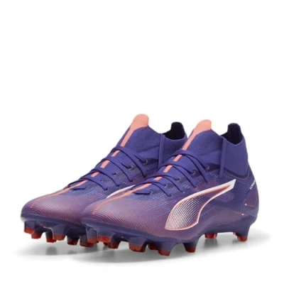 Afbeelding van Puma Ultra 5 Match Laceless FG/AG Voetbalschoenen met kunststof noppen, Dames, Maat: 39, Lapis lazuli/white/sunset glow Textiel/ synthetisch