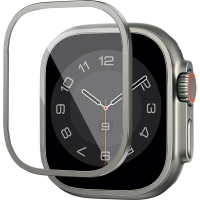 Afbeelding van WiWu Easy install gehard glazen screenprotector met rand voor de Apple Watch Series 7 9 41 mm Zilver