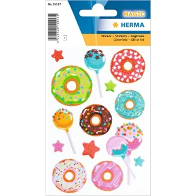 Afbeelding van HERMA 15517 Diamond Glittery sticker Sweeties (14 stickers, glitterfolie) permanente stickers met motief, etiketten voor meisjes en jongens, kleurrijk