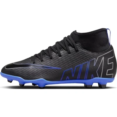 Afbeelding van Nike Performance JR Mercurial 9 CLUB FG/MG Unisex Voetbalschoenen met kunststof noppen voor kinderen, Maat: 35, Black/chrome/hyper royal