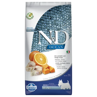 Afbeelding van FARMINA N&amp;D OCEAN DOG CODFISH PUMPKIN AND ORANGE ADULT MINI 7kg