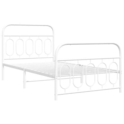 Afbeelding van Bedframe met hoofd en voeteneinde metaal wit 100x200 cm