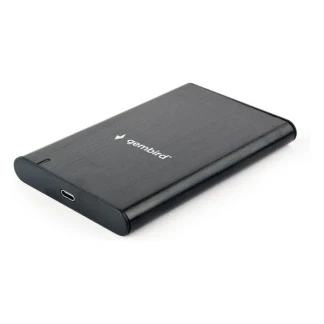 Afbeelding van USB 3.1 2.5&#039; SATA HDD/SSD behuizing met C poort, geborsteld aluminium, Zwart