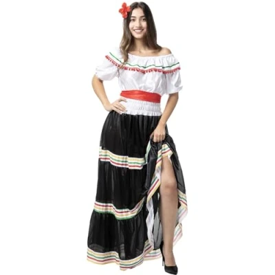 Afbeelding van FUNIDELIA Mexicaans Kostuum voor vrouwen Maat: S M Zwart