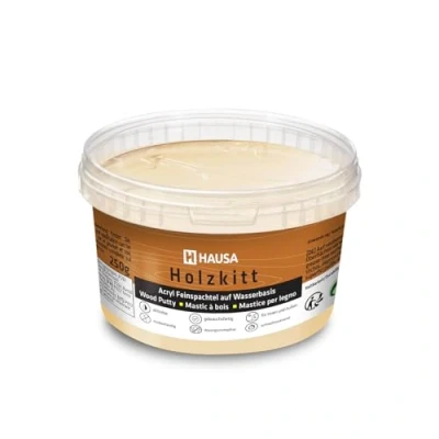 Afbeelding van HAUSA Houtplamuur 250 g medium eiken houtplamuur, stopverf voor het repareren van houtschade, klaar gebruik, uitstekende vulkracht, sneldrogend