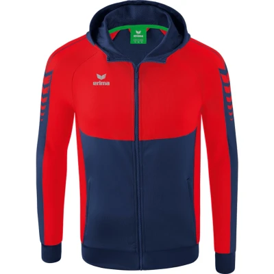 Afbeelding van Six Wings trainingsjack met capuchon new navy/rood / S