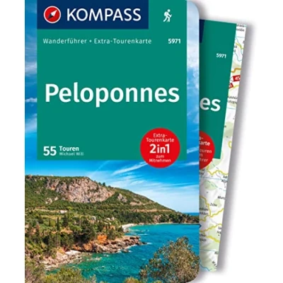 Afbeelding van KOMPASS Wanderführer Peloponnes, 55 Touren mit Extra Tourenkarte