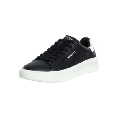 Afbeelding van Skechers Court Break Suit Sneakers Suitje Heren, Zwarte Duraleather White Heel Trim