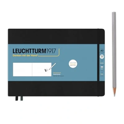 Afbeelding van Leuchtturm1917 Medium Landscape Schetsboek met harde kaft Black