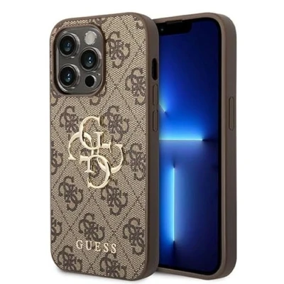 Afbeelding van Guess 4G Metal Logo Back Case Geschikt voor Apple iPhone 15 Pro (6.1&quot;) Bruin