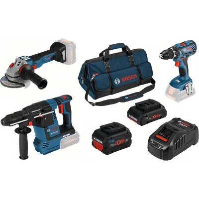 Afbeelding van Bosch Professional Accu Combiset 3 delig 18V 4.0Ah GSR+GWS+GBH in Tas 0615990M3C