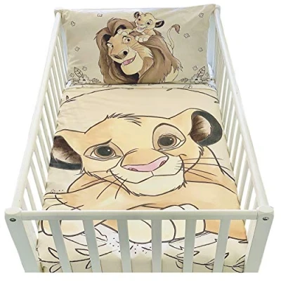 Afbeelding van Baby dekbedovertrek 100 x 135 cm en kussensloop 40 60 cm, beddengoed Leeuwenkoning voor bed van 120 of 70 140 Disney peuters