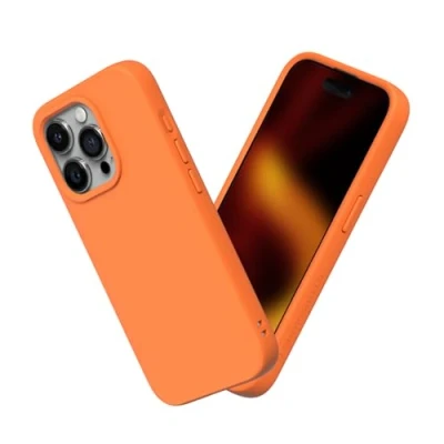 Afbeelding van RHINOSHIELD Hoesje compatibel met [iPhone 15 Pro Max] SolidSuit dunne hoes schokabsorberende technologie en premium matte afwerking oranje