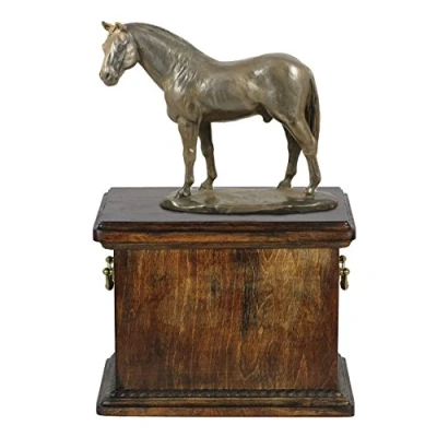 Afbeelding van Elegante urn voor paardenas met hondensculptuur van het ras Hannoveraan