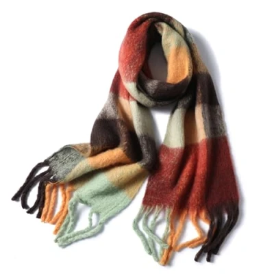 Afbeelding van Bakicey Sjaal voor dames, stola, meisjes, sjaal, Pashmina, geruite wol, mode, plaid, oversized, sjawl, cardigan, kasjmier, warm, herfst, winter, gebreide jas, poncho&#039;s en capes