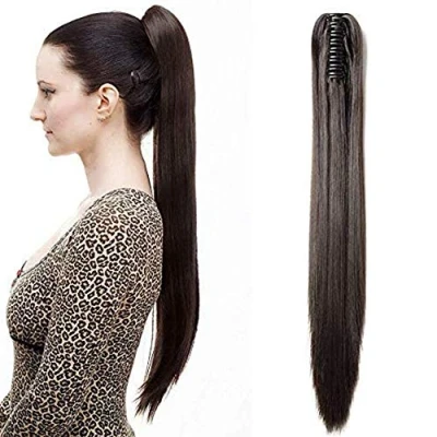 Afbeelding van SEGO Haarstukje paardenstaart clip haarverlenging verlenging elastisch 53 cm donkerbruin