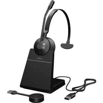 Afbeelding van Jabra Engage 55 On Ear headset Telefoon DECT Mono Zwart Incl. oplaad en dockingstation, Volumeregeling, Microfoon uitschakelbaar (mute)