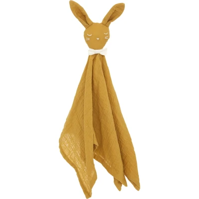 Afbeelding van Konijn knuffeldoekje/tuttel lapje van zachte pluche okergeel 50 cm Super sweet