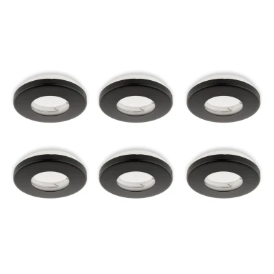 Afbeelding van Inbouwspot, Rond, Waterdicht IP54, Ø85 mm, Mat Zwart, 6 Pack GU5.3 / MR16 Fitting (12V) Standaard