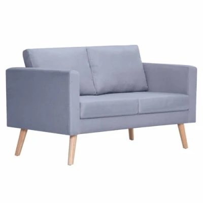 Image de vidaXL Canapé à 2 places Tissu Gris clair