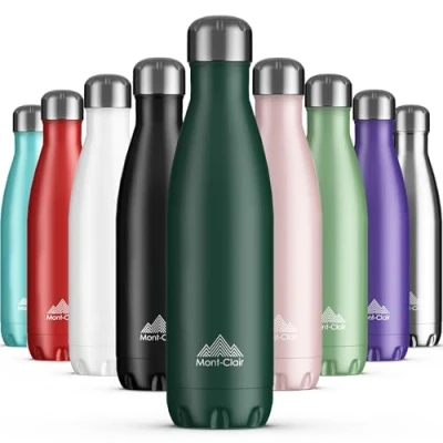 Afbeelding van Mont Clair Roestvrijstalen waterfles, vacuüm isolatie + BPA vrij, fles voor warme en koude dranken 12 uur 24 uur, lekvrije metalen 500 ml, ideaal