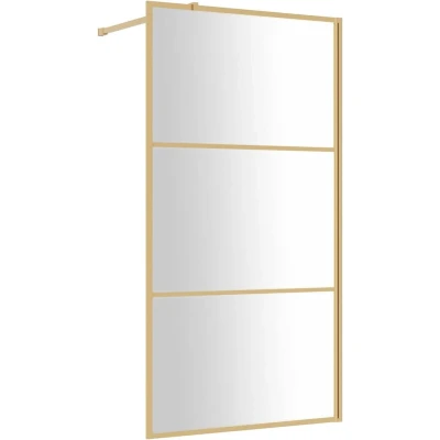 Afbeelding van vidaXL Inloopdouchewand transparant 115x195 cm ESG glas goudkleurig