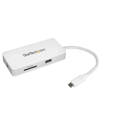 Afbeelding van StarTech.com USB C 4 in1 multiport adapter SD / SDHC SDXC (UHS II) kaartlezer 100W Power Delivery 4K HDMI GbE 1x 3.0 hub Dockingstation GigE