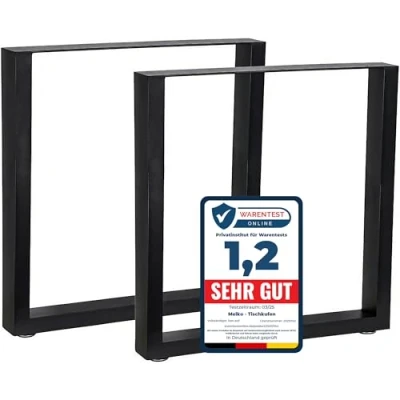 Afbeelding van Melko Set van 2 tafelpoten, 80 x 40 mm, 60 72 cm, diepzwart, tafelpoten met vloerbescherming