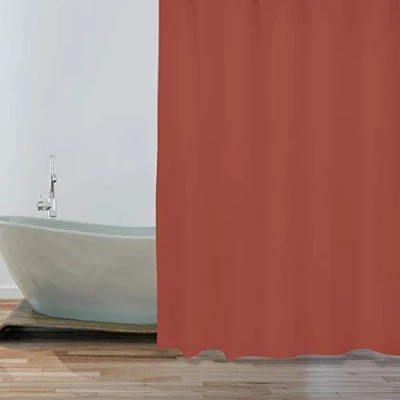 Afbeelding van MSV Douchegordijn met ringen terracotta gerecycled polyester 180 x 200 cm wasbaar Voor bad en douche