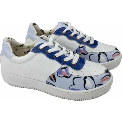 Afbeelding van GOBY Blauw Patroon Sneakers Schoenen Handgemaakt Premium Kwaliteit Maat 37