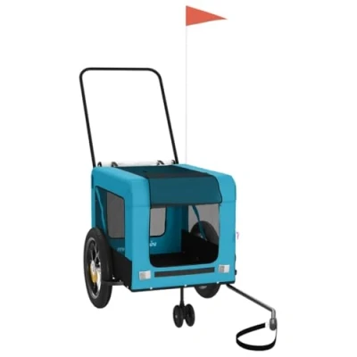 Afbeelding van vidaXL Hondenfietstrailer oxford stof en ijzer blauw zwart