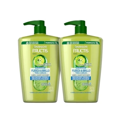Afbeelding van Garnier Fructis 2 x 1 liter kracht en glans shampoo voor normaal haar