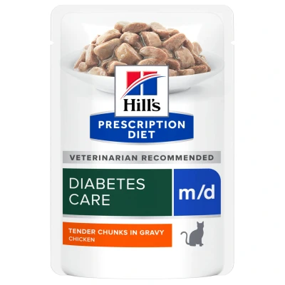 Afbeelding van Hill&#039;s Prescription Diet M/D Diabetes/Weight Management Pouch Kattenvoer 12x85 g