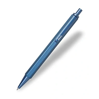 Afbeelding van RHODIA 9383C navulbare balpen ScRipt zeshoekige behuizing van geborsteld aluminium marineblauw intrekbare punt met hoge precisie 0,7 mm, zwarte inkt collectie