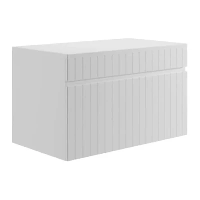 Afbeelding van Wit hangmeubel met groeven voor onder wastafel plank 80 cm SATARA L x H 46 D