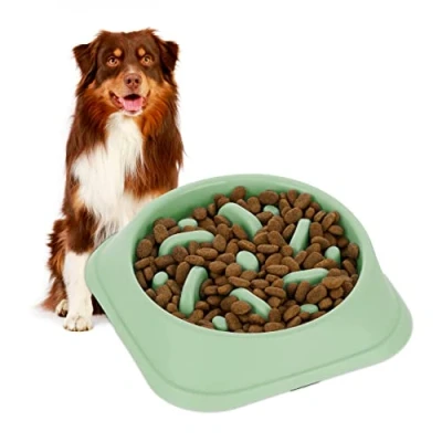 Afbeelding van Relaxdays anti schrokbak hond 500 ml voerbak tegen schrokken slowfeeder bak groen