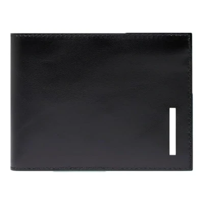 Afbeelding van PIQUADRO Leren Kaarthoes Blue Square Wallet Black Zwart