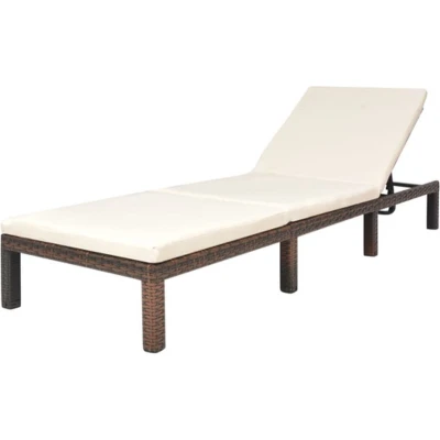 Afbeelding van Ligbed met kussen poly rattan bruin