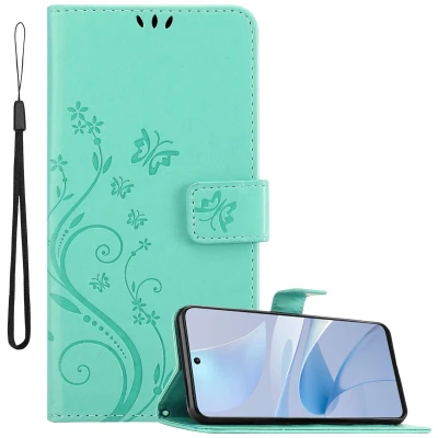 Afbeelding van Cadorabo Hoesje geschikt voor Huawei Nova 13i in BLOEMEN TURKOOIS Beschermhoes bloemmotief met magnetische sluiting, standfunctie en kaartsleuven Book Case Cover Etui