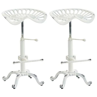 Image de CLP Lot de 2 tabourets bar Butch au style industriel , Blanc antique
