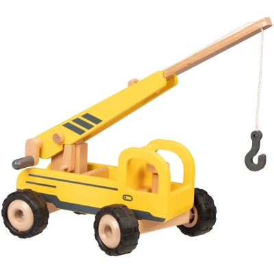 Afbeelding van Goki Houten Kraanwagen Geel