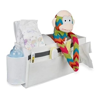 Afbeelding van Relaxdays Bed organizer hoogslaper bedside pocket opbergtas ledikant 8 vakken wit
