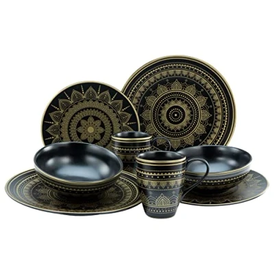 Afbeelding van CreaTable 23597 Serie Mandala Gold, 8 delige serviesset van aardewerk, vaatwasser en magnetronbestendig, hoogwaardige productie