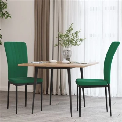 Image de vidaXL Chaises à manger lot de 2 Vert foncé Velours344800