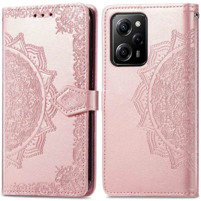Afbeelding van iMoshion Hoesje Geschikt voor Xiaomi Poco X5 5G Met Pasjeshouder Mandala Bookcase Rosé Goud