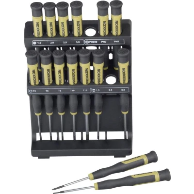 Afbeelding van Proxxon Micromot MICRO Schroevendraaierset Elektronica en fijnmechanica 15 delig Plat, Kruiskop Phillips, Binnen zesrond (TX), Inbus